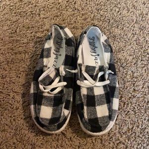 Buffalo plaid slip on shoes